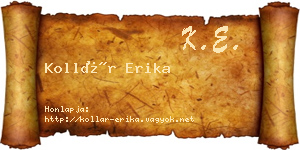 Kollár Erika névjegykártya